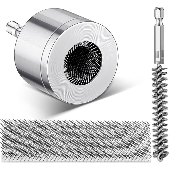 Pasimy 1/2'' Copper Tube Pipe Cleaner Brush Kit with Stainless Steel Bore Brush for Power Drill Cleaning
