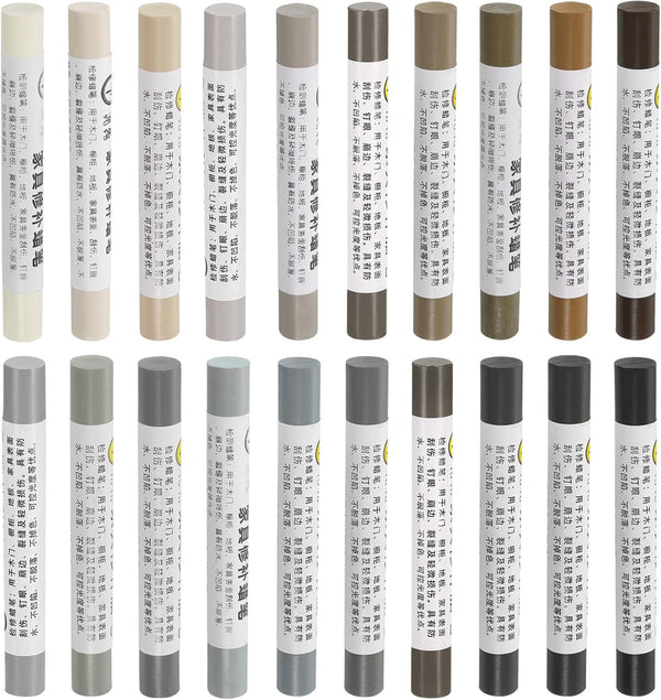 uxcell Furniture Repair Wax Crayons Kit, 20Pcs - Wood Filler Stick, Touch