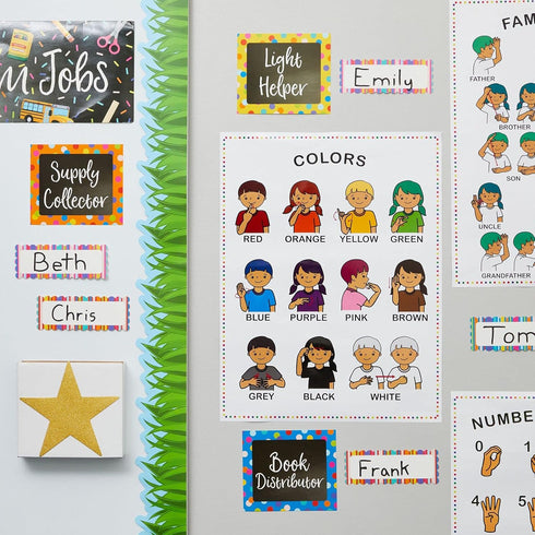 Bright Creations 8 Pack Sign Language Posters for Kids, Teacher Classroom Supplies (13 x 17 In)