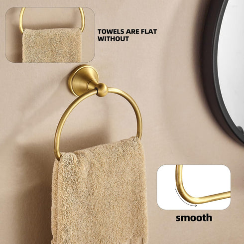 WOLIBEER Brass Towel Ring, Antique Hand Towel Holder Hanger, Round Bathroom Wall Mounted Accessories