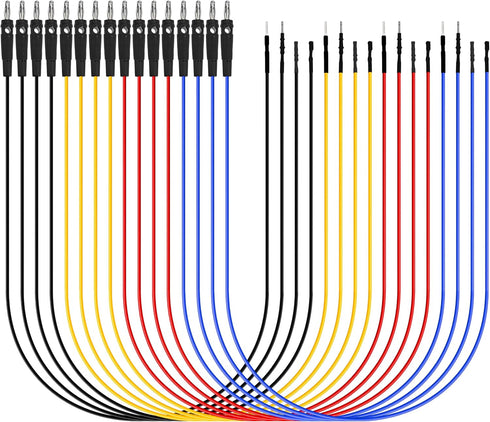 Banana Plug Jumper Wires Kit, 16pcs 4mm Stackable Breadboard Jumper Test Lead, Male to Female for Electrical Testing