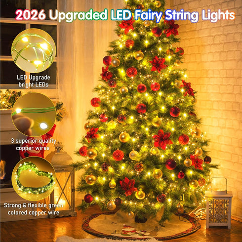 203FT in,600 8 KNONEW Outdoor Christmas Fairy Lights Plug LED String Lights Outdoor Waterproof Modes Memory Times