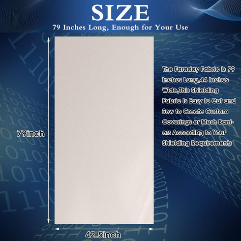 Tatuo Faraday Fabric Roll, 79" x 42.5", EMF Shield Protection, Anti Radiation, EMI Isolation, Signal Blocking