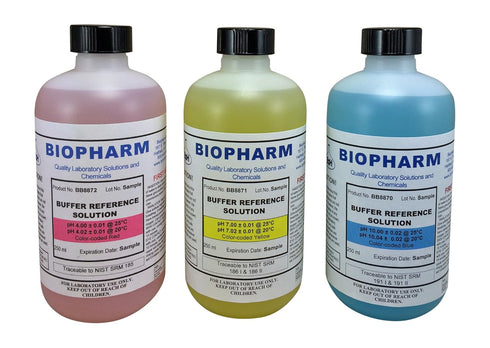 pH Buffer Calibration Solution Kit 3-Pack: pH 4.00, 7.00, 10.00 Buffers — 250 ml Each
