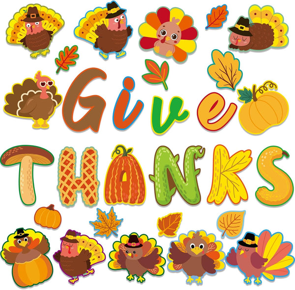 Thanksgiving Cutouts Fall Decorations for Classroom Bulletin Board Give Thanks Theme Party Supplies for Kids