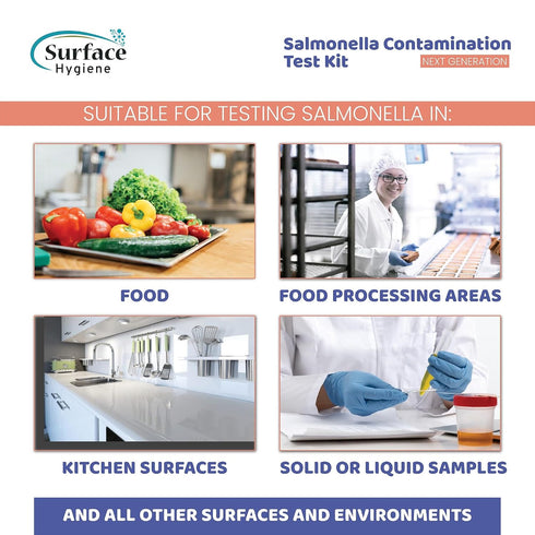SURFACE HYGIENE (Pack 1) Salmonella Test Kit for Foods, Food Processing Areas, All Surfaces, Environments, Solids