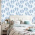 Kanworse 17.7"x394" Peel and Stick Wallpaper Blue Crab Watercolor Soft Waves Delicate Details Contact Paper Removable