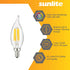 41357-SU Bulb 5 (60W (E12), Dimmable, 6 Pack, 50K Sunlite LED Filament Chandelier Light with Flame Tip, Watts