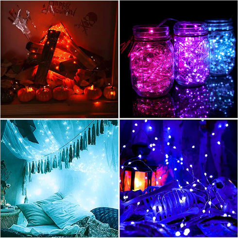 2 Pack 33FT 100 OMIKA LED Fairy Lights LEDs Battery Operated String Light, Waterproof Multi Color Changing Fairy Lights