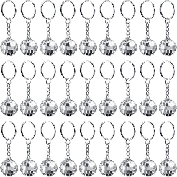 Henoyso 36 Pcs Mirror Disco Ball Keychain, Mini 70s Disco Keychain for Party Favors and Decorations