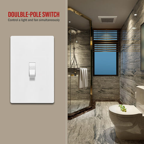 ENERLITES 30 Amp Double-Pole Toggle Light Switch, 30A 120/277V, Self-Grounding, Industrial Grade, UL Listed, White