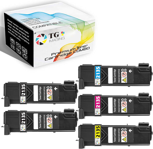 TG Imaging 2130 Toner Compatible Replacement for Dell 2135 (5-Pack) for 2130cn 2135cn Laser Printer