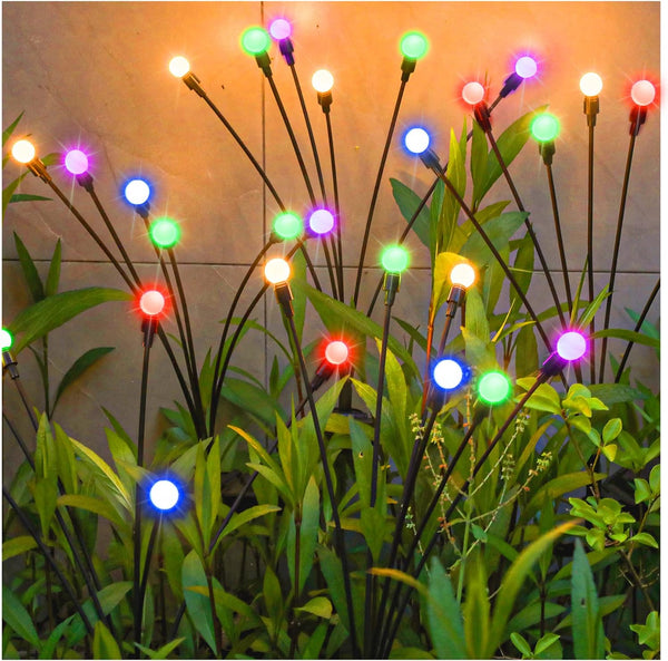 TONULAX Solar Garden Lights, Color Changing RGB Starburst Swaying Light for Outdoor Yard Patio Decoration (2 Pack)