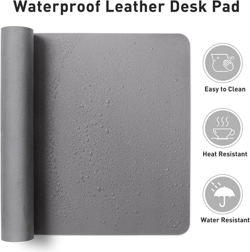 Leather Desk Pad Protector, Mouse Pad, Office Desk Mat, Non-Slip PU Leather Blotter, Waterproof Desk Writing Pad (36" x