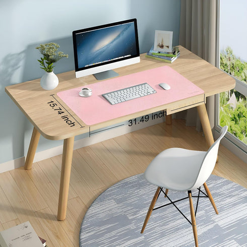 CCOCC 31x15in Dual-Sided Desk Mat Large Waterproof PU Leather Desk Pad Mouse Pad Keyboard Mat Pink