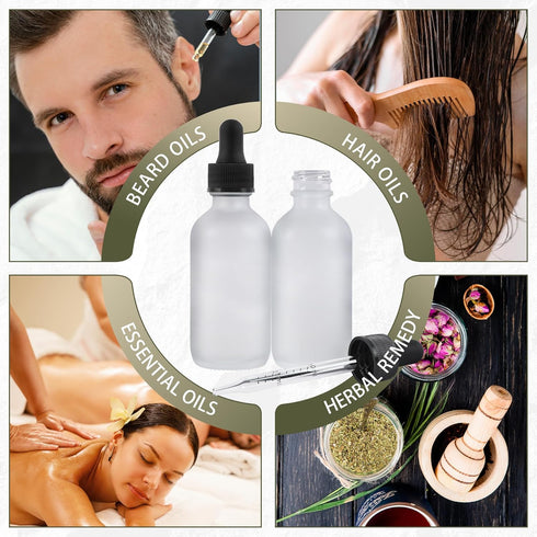 24 Pack, 2oz Glass Dropper Bottle, Preety Texture Tincture Bottles with Precise Scales, Leak-Proof Design for Easy