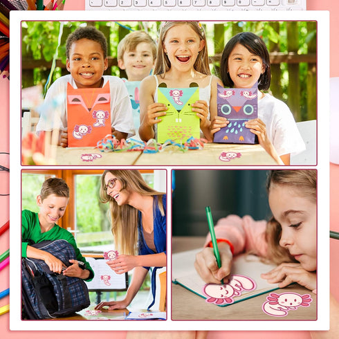 Nuenen 9 Pads Axolotl Sticky Notes, Cute Memo Pads, Kawaii Gifts, Cartoon Self Stick Pads, 30 Sheets/Pad for School
