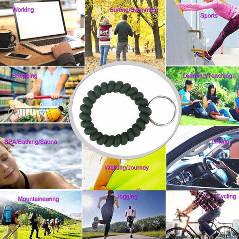 BIHRTC Pack of 7 Colorful Wrist Coil Spring Key Chain, Stretchable Spiral Key Rings for Outdoor Sports
