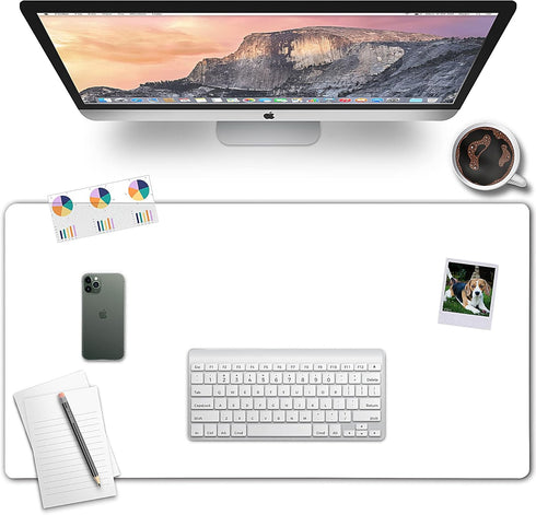 Awnour Clear Desk Mat, 32 x 16 inches, Transparent Plastic Desk Protector for Office and Home
