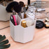 Desk Pencil Pen Holder, 360-Degree Rotating 5 Grid Organizer for Desktop Storage, Home, Office, School, Kids, White