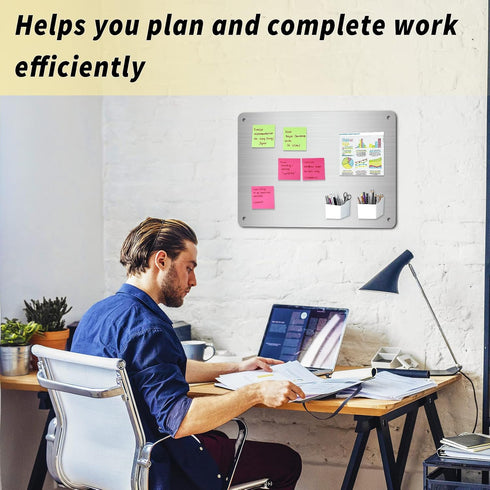 Magnetic Board 17.5" x 11.4", Magnet Bulletin Board for Notes, Photos, and Letters for Walls and Cabinets
