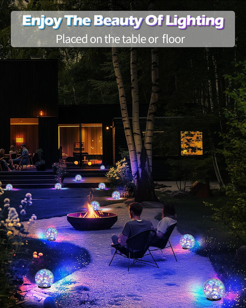 30 LED Cracked Glass Globe Solar Ball Lights, Waterproof Outdoor Ground Lights for Yard and Patio (2 Pack)