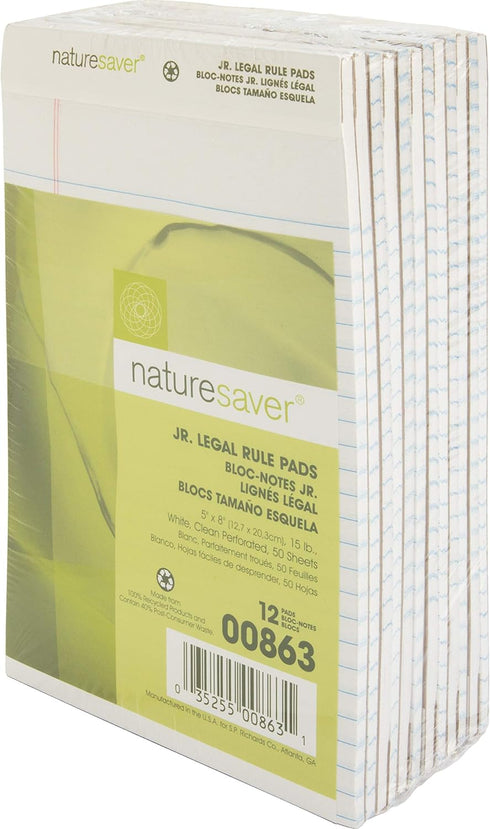 Recycled Pad | Legal Ruled | 5 x 8 Inches | 50 Sheets | White