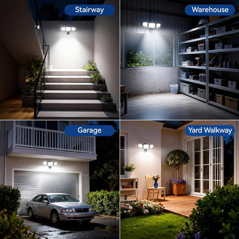7000LM, 6500K, 3 LED Security Lights Motion Sensor Light Outdoor, Waterproof, Flood Light Outdoor Motion Detector