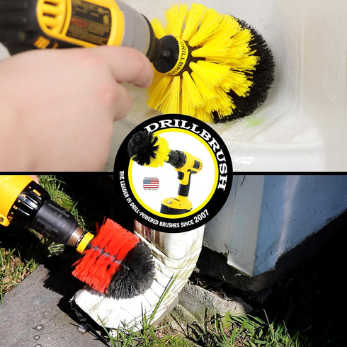 Spin Brush Cleaning Kit - Drill Brush - Concrete, Brick, Fireplace, Stone - Bird Bath - Garden Statuary - Bathroom Accessories - Soap Scum, Hard Water, Mineral, Calcium, Rust Stains and Discoloration by Drillbrush