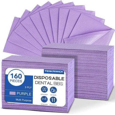 160 Pack Disposable Dental Bibs 13"x18"3-Ply Waterproof Tattoo Bibs Sheet for Nail