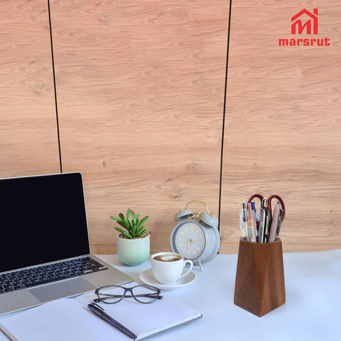 Marsrut Walnut Pencil Holder, Wooden Pen Holder Cup for Desk, Natural Wood Pen Stand for Home, Office, Bookshelf