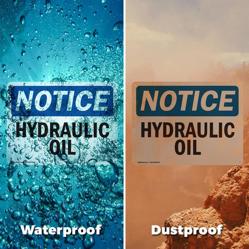 (2 Pack) Hydraulic Oil OSHA Notice Sign 10 Inch X 7 Inch Plastic Sign, Weather Resistant for Workplace and Construction