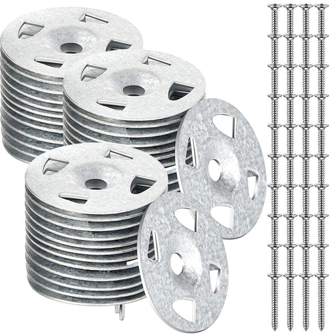 Fastener Kit Board Hardware Set, 1-1/4 Inch Galvanized Steel Washers and Stainless Steel Screws, 150 Pcs