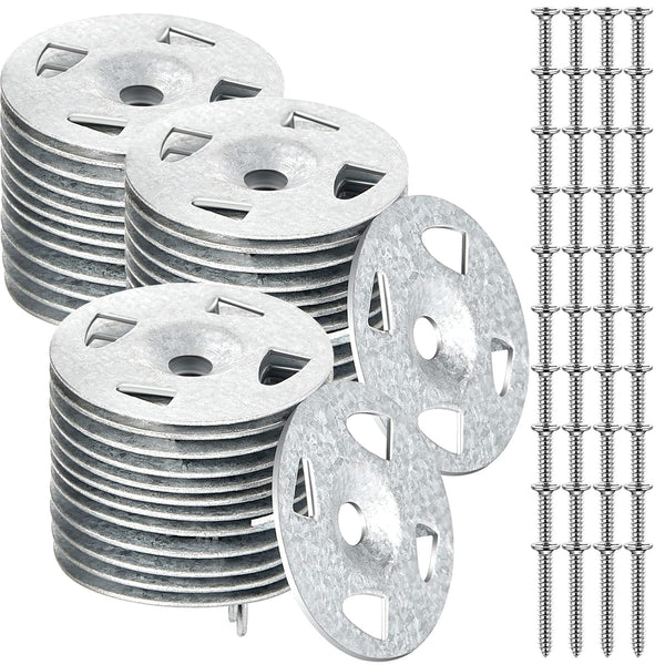 Fastener Kit Board Hardware Set, 1-1/4 Inch Galvanized Steel Washers and Stainless Steel Screws, 150 Pcs
