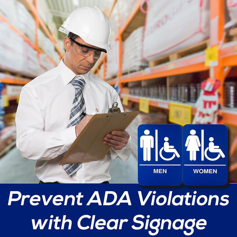 Retail Genius ADA Mens and Womens Restroom Braille Signs 9 in x 6 in with Braille Lettering, Durable Plastic,