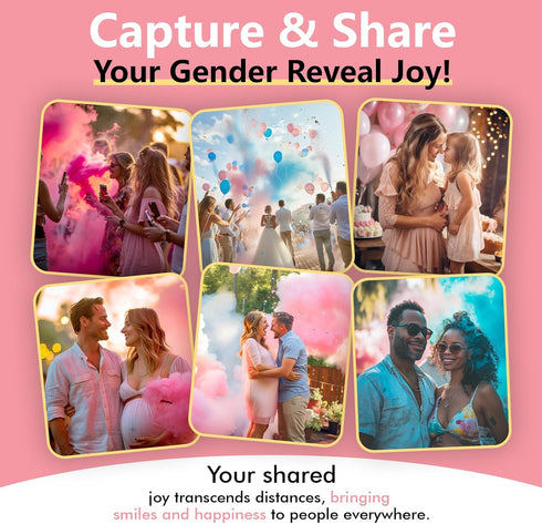 Set 100% Reveal Fire Extinguisher -Gender Reveal Color Smoke Powder Spray - Biodegradable Party Supplies- For Memorable
