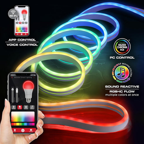 MOW71005ICM 16.4 Monster Ft. RGB + IC Flow Flexible Neon Outdoor LED Smart Light Strip