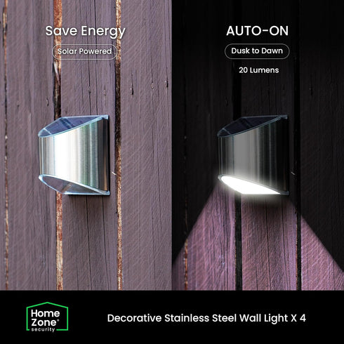 (4-Pack) (ELJ9533V) Home Zone Security Solar Wall Lights - Decorative Outdoor Solar Fence Post and Step Lights