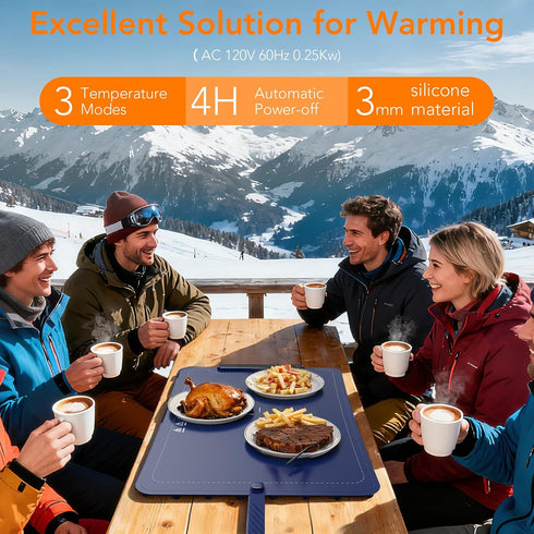 212,Fast 3-Level COWSAR Food Warming Mat-Max Temp Heating Silicone Electric Warming Tray,with Timer and Adjustable