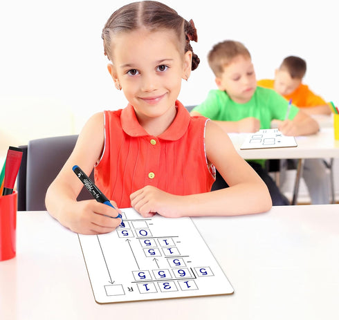 Dry Erase Multiplication & Division Board - 9"x12" Double Sided Whiteboard for Home, School, Kids, Students Math