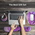 iCasso Purple Mouse Pad with Wrist Support - 4in1 XXL Large Gaming Mousepad + Keyboard Wrist Rest + Coaster