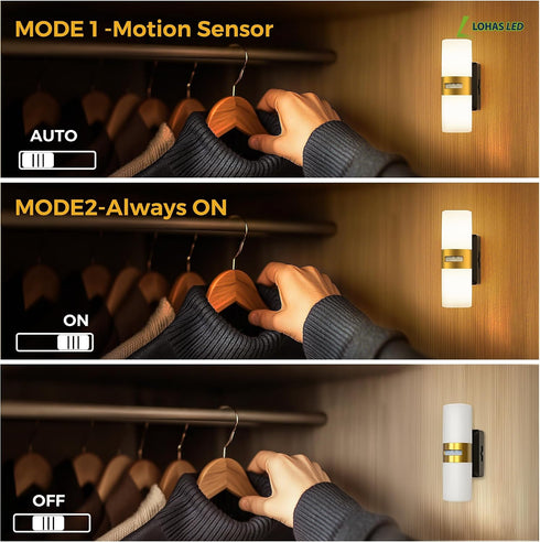 1PACK L LOHAS LED Motion Sensor Night Light, Rechargeable Battery Night Light, Cordless LED Wall Lights,Adjustment