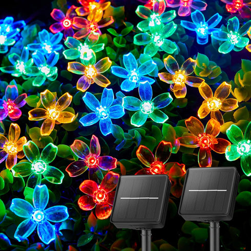 Brightown 2 Pack Total 52FT 120 LED Flower Solar String Lights Outdoor