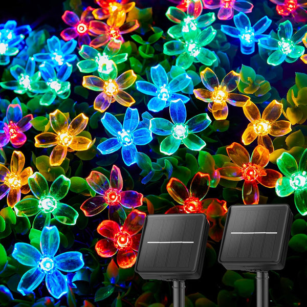 Brightown 2 Pack Total 52FT 120 LED Flower Solar String Lights Outdoor