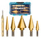 DURATECH 6-Piece Step Drill Bit Set with Automatic Center Punch, 50 Sizes in High Speed Steel, Titanium Coated, Storage