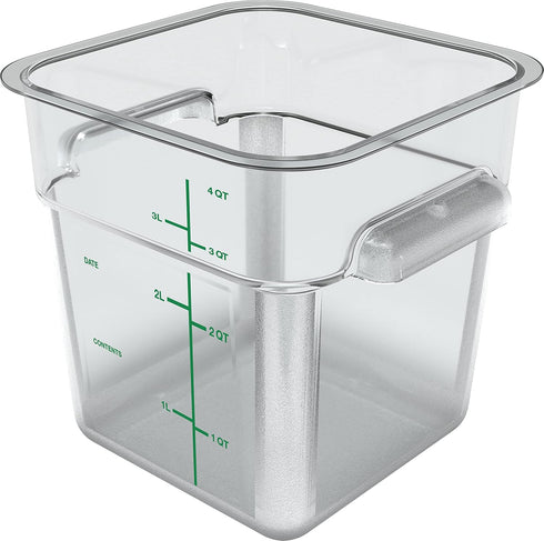 Carlisle FoodService Products Squares, Square Food Storage Container, Stackable Design for Catering, 4 Quarts, Clear