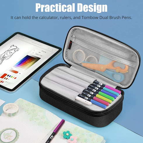 FINPAC Large Capacity Pencil Case, Pen Pouch Organizer for Office, Stationery Storage for Women and Men, Don't Touch