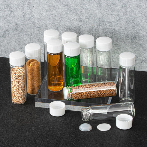 16ml Clear Glass Vial 20pcs - Leak-Proof Glass Bottle with White Screw Cap and Inner Plug, Sealed Sample Vials