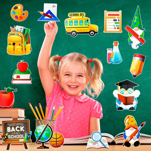 HOWAF 32pcs Welcome Back to School Decorations - Cutouts for First Day of School Party Supplies and Classroom