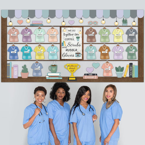 Healthy Bulletin Board Set for Healthcare Workers, DIY Crafts Health Shout Out Cutouts for Nursing School Classroom